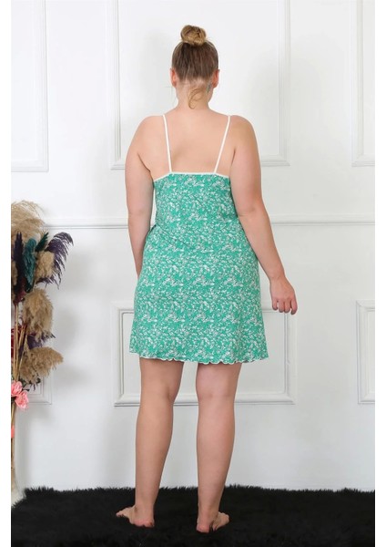 Moda Kadın Pamuklu Ip Askılı Büyük Beden Gecelik Turkuaz indirimleri