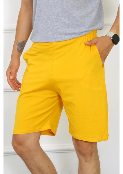 Moda Erkek Pamuk Sarı Şort
