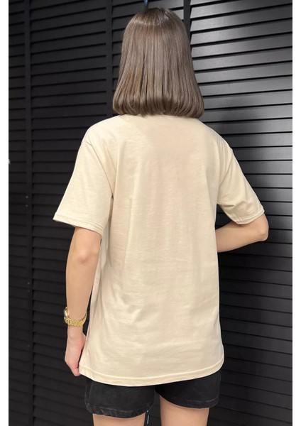 Bisiklet Yaka Taş Detaylı Baskılı Kadın Tişört P-00016697 modelleri