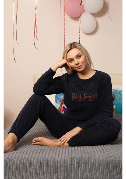 Moda Polar Kadın Pijama Takımı Lacivert modelleri