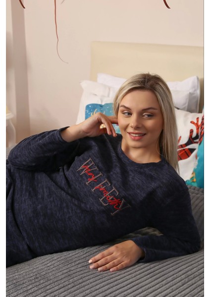Moda Polar Kadın Pijama Takımı Lacivert