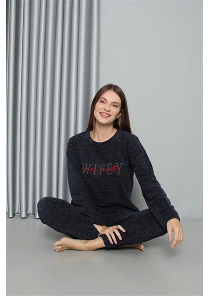 Moda Polar Kadın Pijama Takımı Lacivert