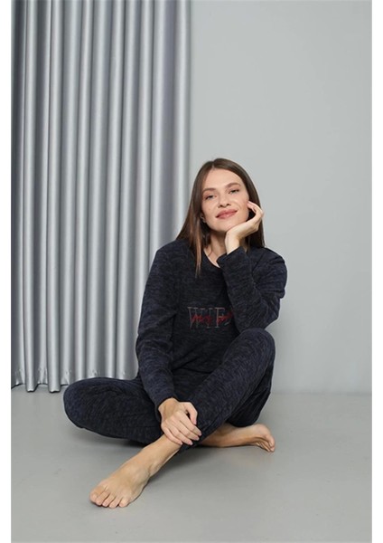 Moda Polar Kadın Pijama Takımı Lacivert