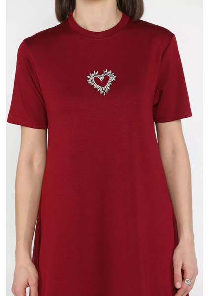 Bisiklet Yaka Taş Detaylı Cepli Kadın Kısa Kol Elbise P-00015797 fırsatları