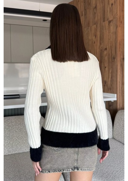 Gömlek Yaka Fermuarlı Triko Hırka P-00018194 fırsatları