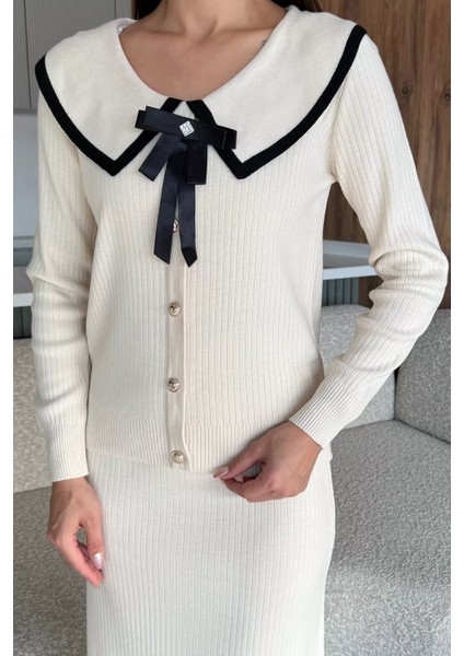 Bebe Yaka Hırka Görünümlü Bluz Etek Triko Ikili Takım P-00018183 modelleri