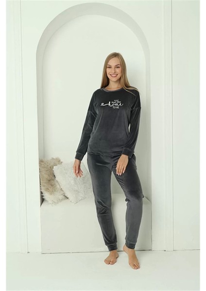Moda Kadın Kadife Füme Pijama Takım fiyatları