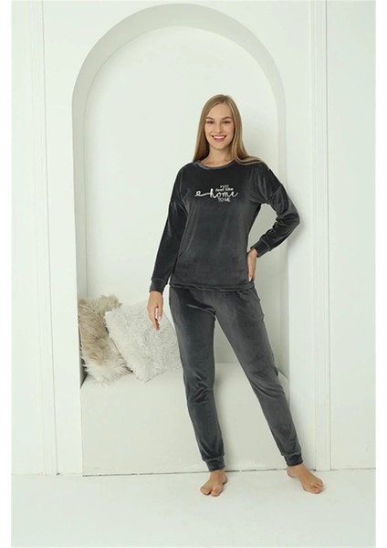 Moda Kadın Kadife Füme Pijama Takım indirimleri