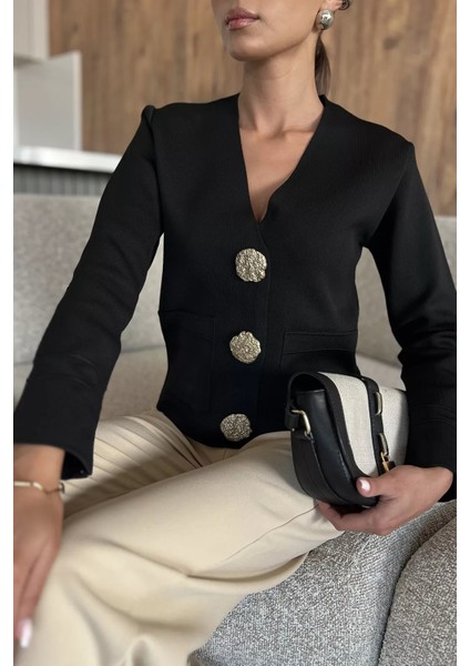 Çift Cepli Düğmeli Triko Ceket (S,m,l Uyumludur) P-00018218 fiyatları