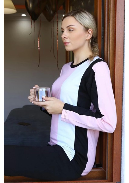 Moda Kadın Uzun Kol Penye Pijama Takım Somon fırsatları