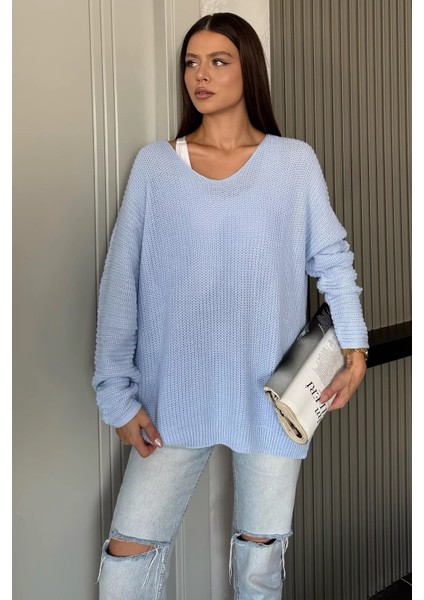 V Yaka Salaş Triko Bluz (S,m,l,xl Uyumludur) P-00018225