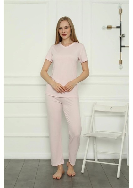 Moda Kadın Penye Pijama Takım Pembe