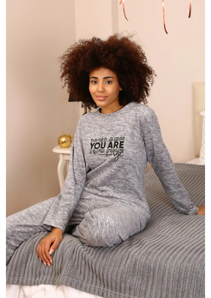 Moda Polar Kadın Pijama Takımı Gri indirimleri