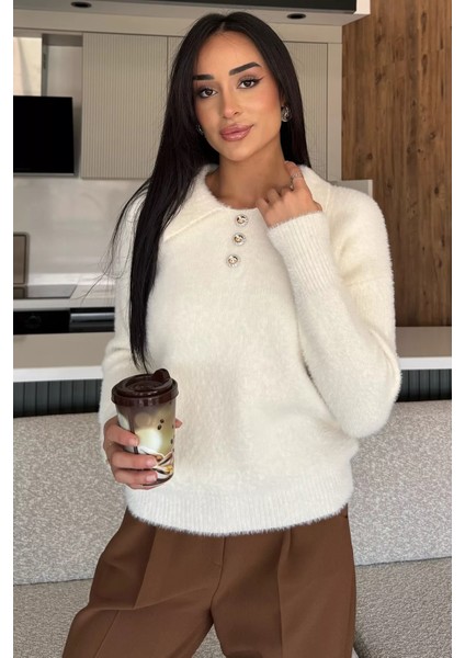 Gömlek Yaka Düğmeli Şardonlu Triko Kazak (S,m,l,xl Uyumludur) P-00018215