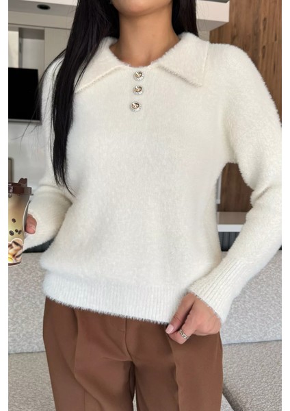 Gömlek Yaka Düğmeli Şardonlu Triko Kazak (S,m,l,xl Uyumludur) P-00018215 modelleri