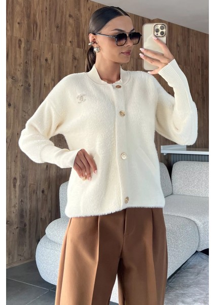 Broşlu Şardonlu Triko Ceket (S,m,l,xl Uyumludur P-00018208