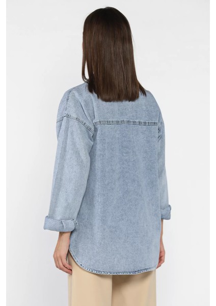 Kadın Çift Cepli Nakışlı Jean Kot Ceket P-00018116 fiyatları