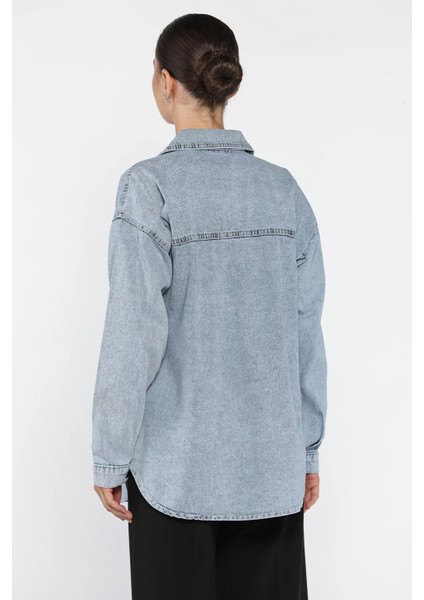 Kadın Çift Cepli Taş ve Pul Işlemeli Jean Kot Ceket P-00018114 fiyatları