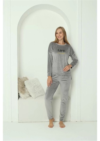 Moda Kadın Kadife Gri Pijama Takım fırsatları