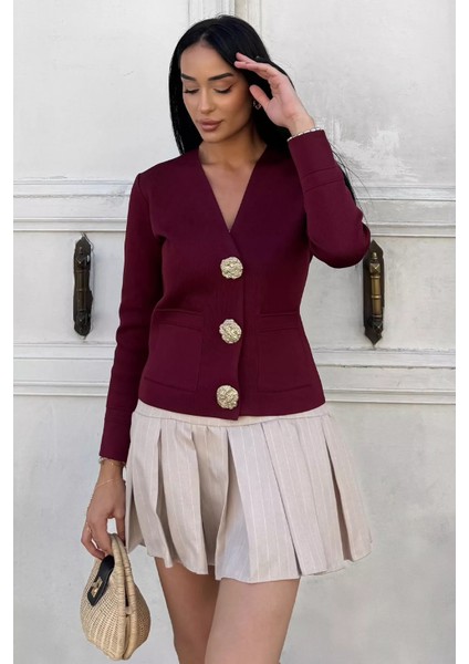 Çift Cepli Düğmeli Triko Ceket (S,m,l Uyumludur) P-00018218 fiyatları