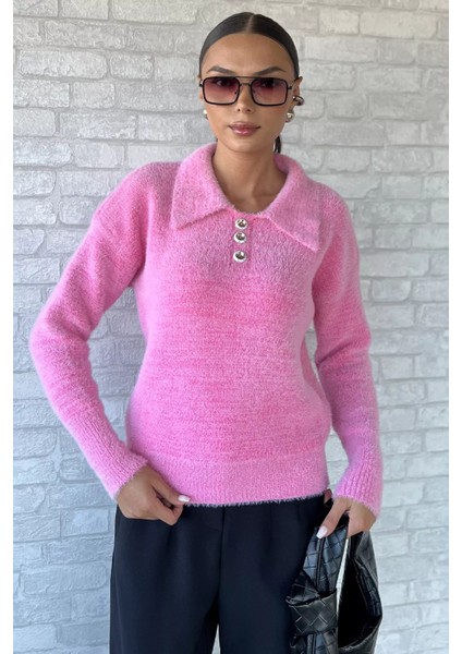 Gömlek Yaka Düğmeli Şardonlu Triko Kazak (S,m,l,xl Uyumludur) P-00018215