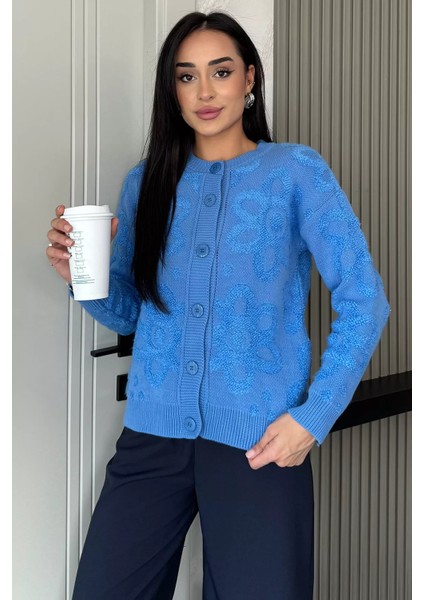 Çiçek Desenli Triko Ceket P-00018211