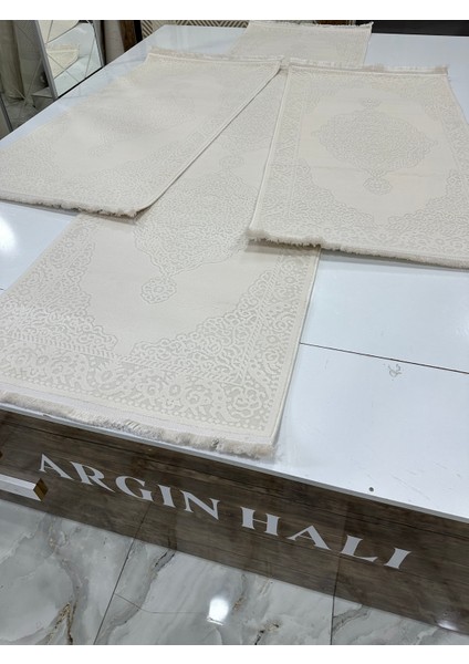 Beyaz Krem Akrilik Yatak Odası Halısı 3'lü Halı Argın Halı fiyatları