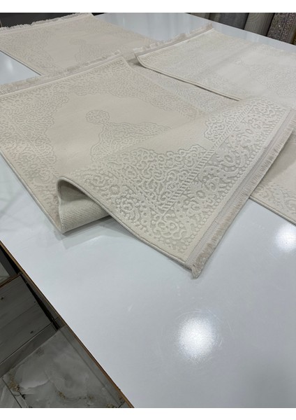Beyaz Krem Akrilik Yatak Odası Halısı 3'lü Halı Argın Halı modelleri