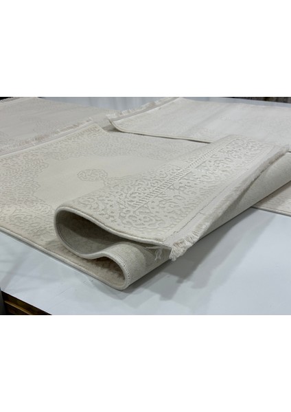 Beyaz Krem Akrilik Yatak Odası Halısı 3'lü Halı Argın Halı fırsatları