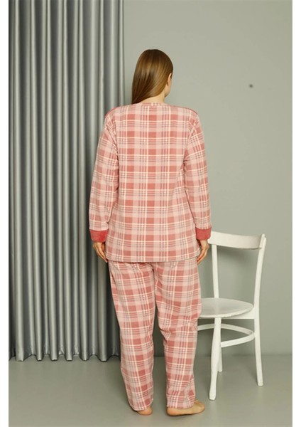 Moda Polar Kadın Büyük Beden Pudra Pijama Takımı