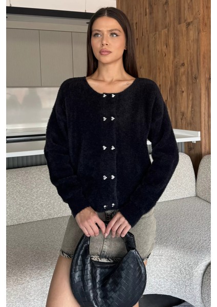 Kalp Düğmeli Şardonlu Triko Ceket (S,m,l,xl Uyumludur) P-00018202