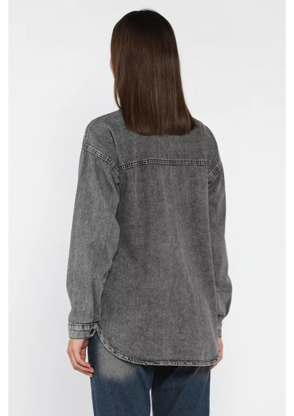 Kadın Taş Işlemeli Çift Cepli Jean Kot Ceket P-00018106 fiyatları