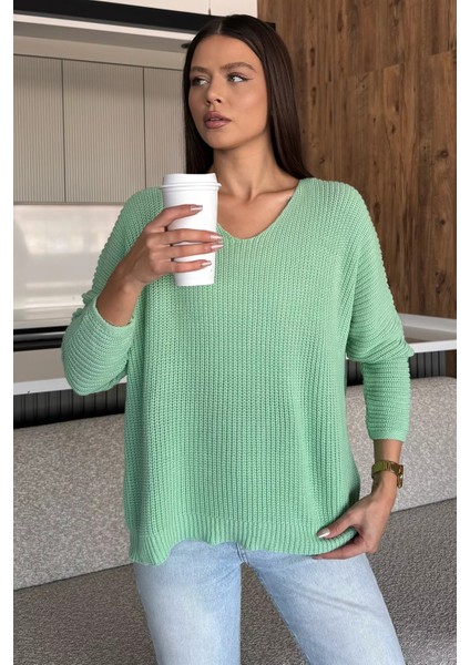 V Yaka Salaş Triko Bluz (S,m,l,xl Uyumludur) P-00018225