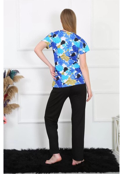 Moda Kadın Penye Kısa Kol Pijama Takım Saks indirimleri