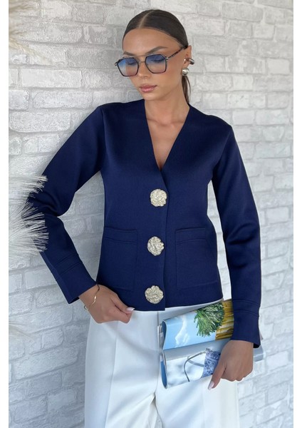 Çift Cepli Düğmeli Triko Ceket (S,m,l Uyumludur) P-00018218 fiyatları