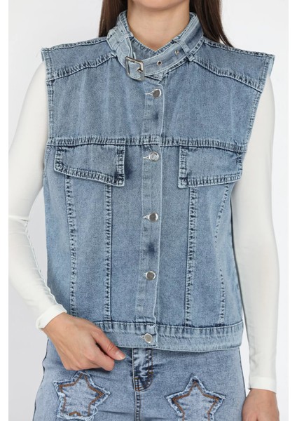 Kadın Ön Düğmeli Jean Kot Yelek P-00018096 modelleri