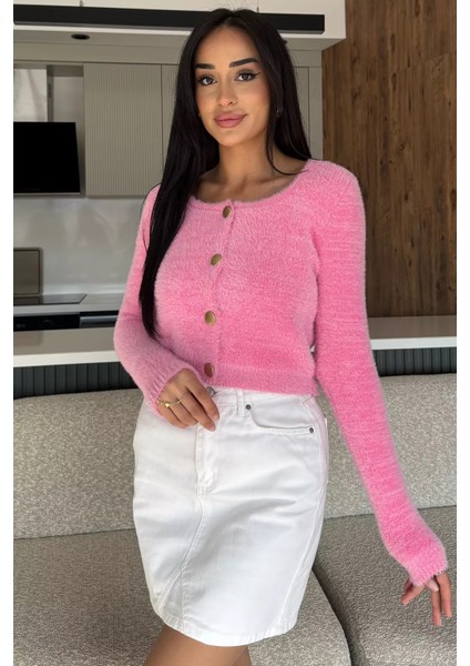 Şardonlu Kadın Crop Top Triko Hırka (S,m,l,xl Uyumludur) P-00018213