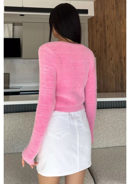 Şardonlu Kadın Crop Top Triko Hırka (S,m,l,xl Uyumludur) P-00018213 fırsatları