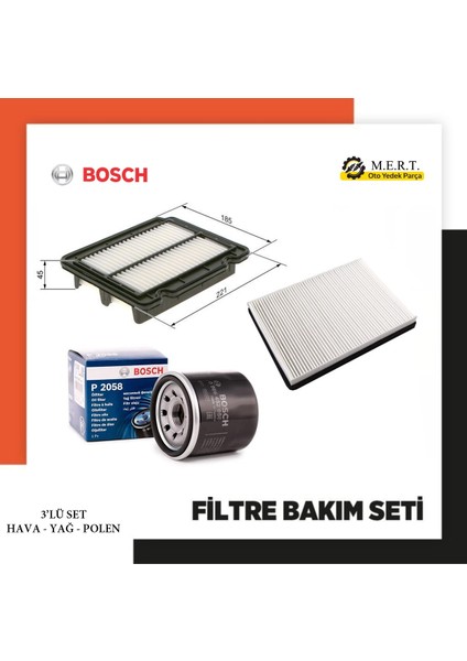 Chevrolet Kalos 1.2 Benzinli Filtre Bakım Seti Bosch Marka 72 Ps