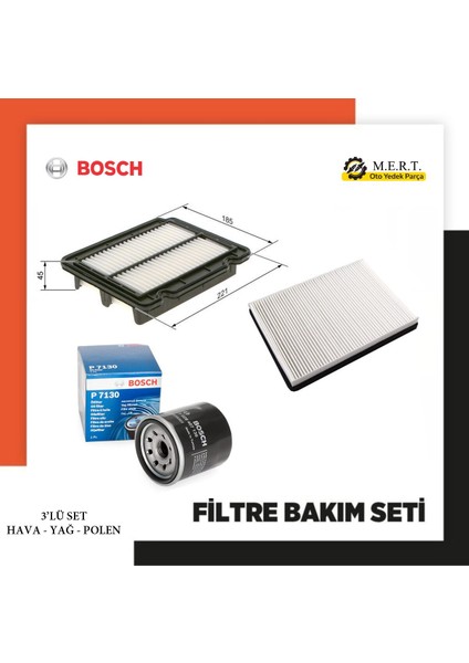 Chevrolet Aveo 1.2 Benzinli Filtre Bakım Seti Bosch 84 Ps T250