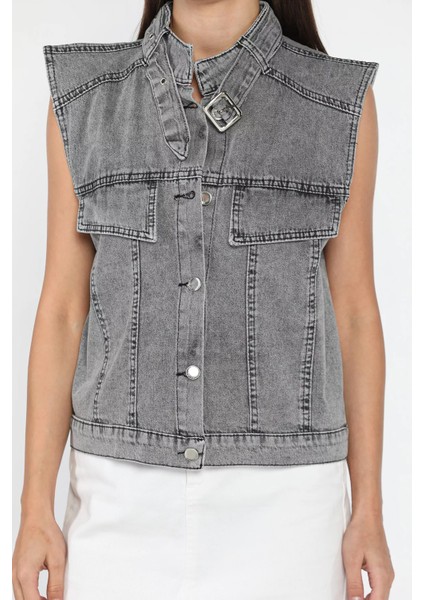 Kadın Ön Düğmeli Jean Kot Yelek P-00018096 modelleri