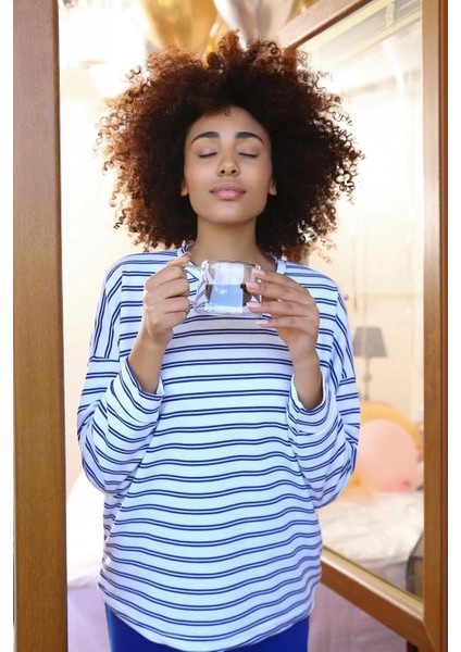 Moda Kadın Uzun Kol 3 Iplik Penye Pijama Takım Beyaz fiyatları