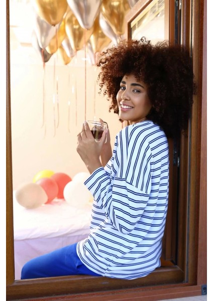 Moda Kadın Uzun Kol 3 Iplik Penye Pijama Takım Beyaz fırsatları