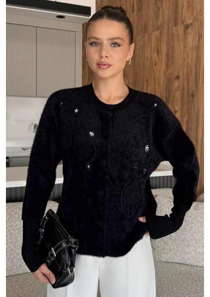 Kadın Pul Işlemeli Yumoş Iplik Triko Ceket (S-M-L-Xl Uyumludur) P-00018068