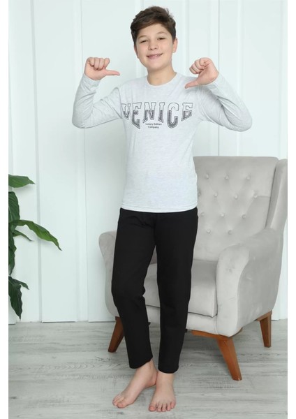 Moda Erkek Çocuk Penye Pijama Takım Gri fırsatları