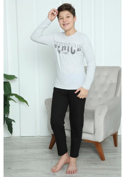 Moda Erkek Çocuk Penye Pijama Takım Gri indirimleri