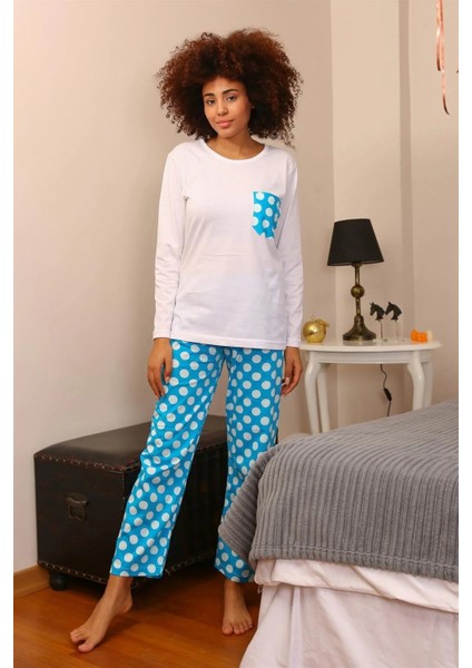 Moda Kadın Uzun Kol Penye Pijama Takım Beyaz fiyatları