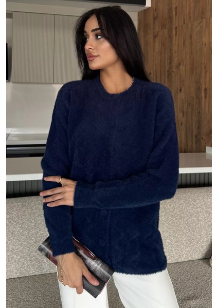 Kadın Ön Düğmeli Yumoş Iplik Triko Ceket (S-M-L Uyumludur) P-00018066