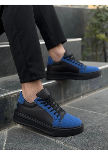 KB-X46 Kuback Siyah Sax Mavi Yüksek Siyah Taban Günlük Spor Ayakkabı