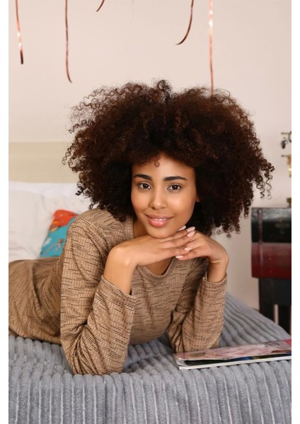 Moda Kadın Uzun Kol Penye Pijama Takım Sütlü Kahve indirimleri